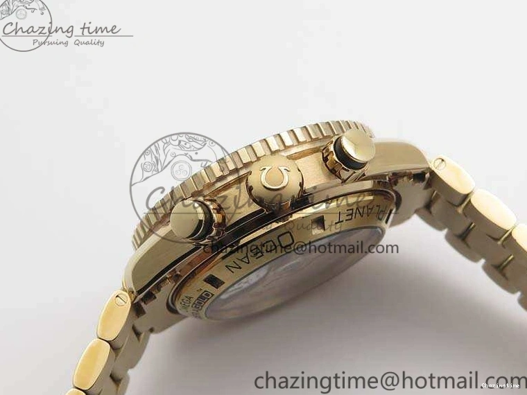 0517 Seamaster Pro Chrono RG Best Edition Black Ceramic Black Dial On RG Bracelet A ComfortFit 8130